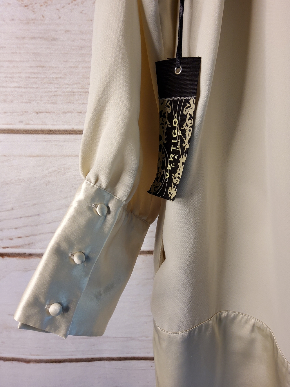 Vertigo PARIS Cream Satin-Trim Dress - Picture 3 of 16